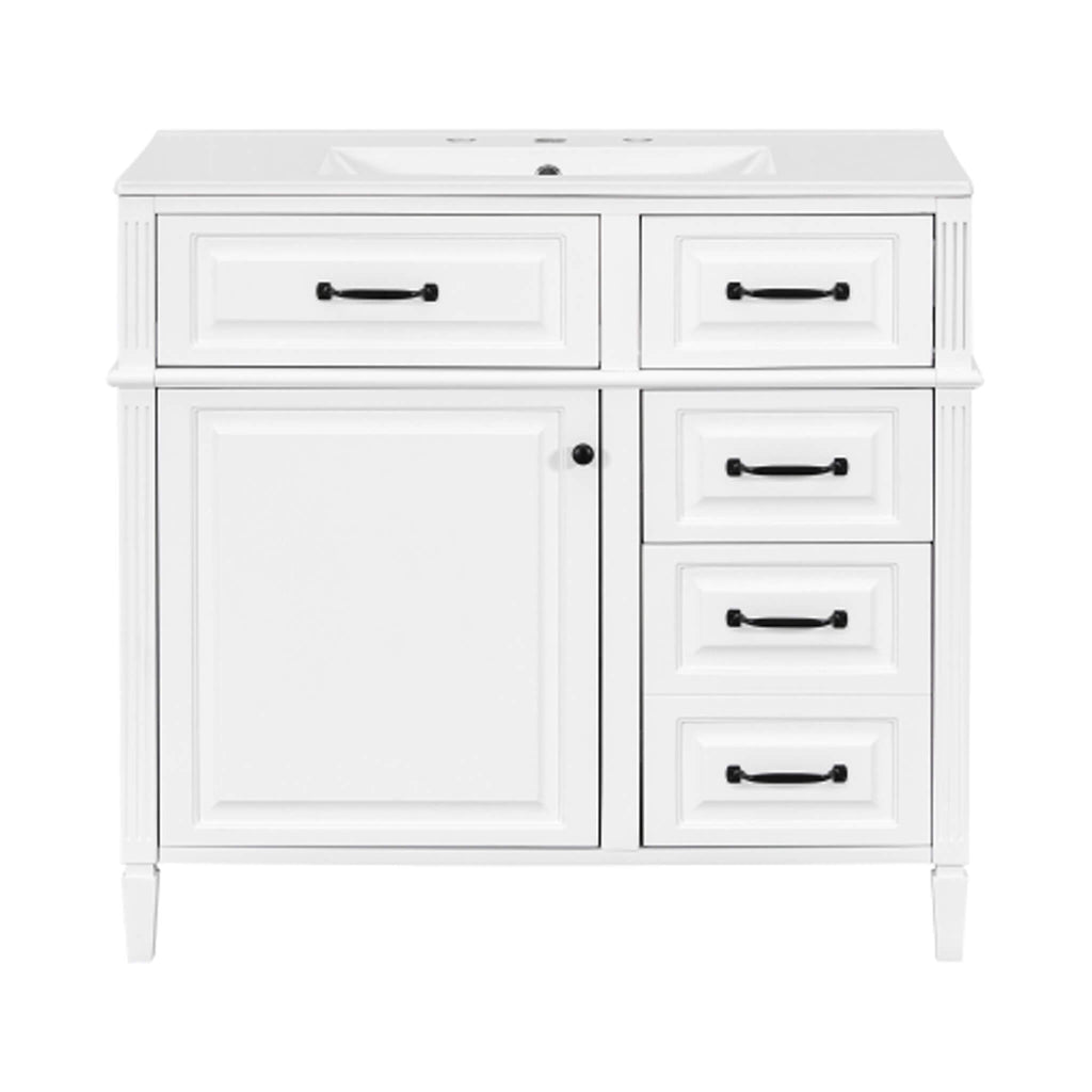 Nuvia 36-Inch Freestanding Bathroom Vanity With Ceramic Sink And Storage Cabinets [Faucet Not Included] (SAK41792)