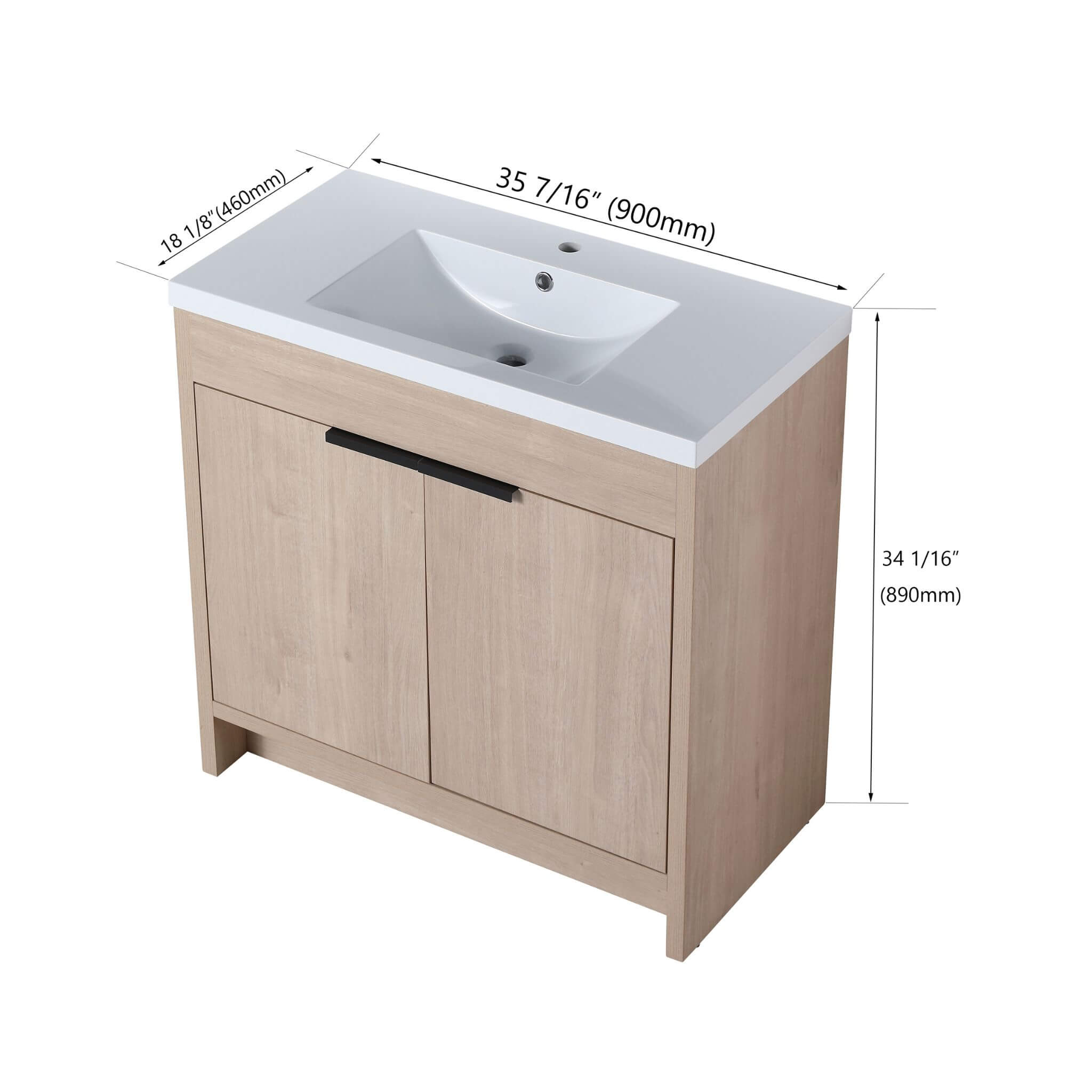 Nuvia 36-Inch Freestanding Bathroom Vanity With White Resin Sink (SAK39274)