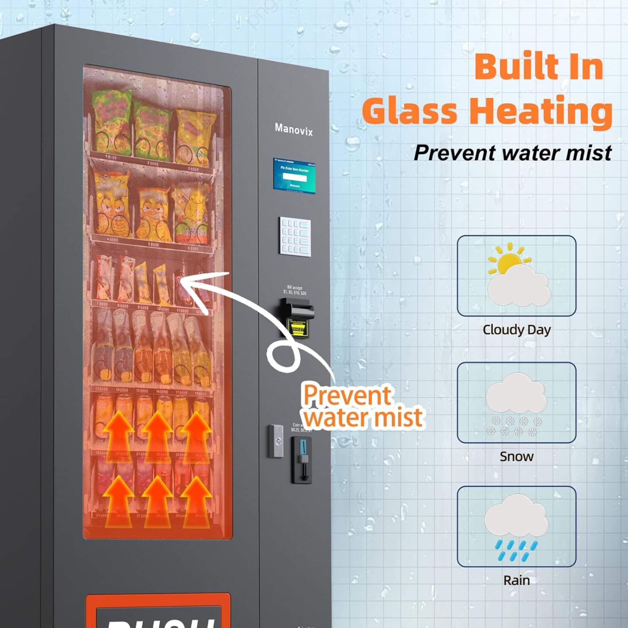 36-Slot Commercial Refrigerated Snack Drink Vending Machine With Bill And Coin Acceptor (SAK67318)
