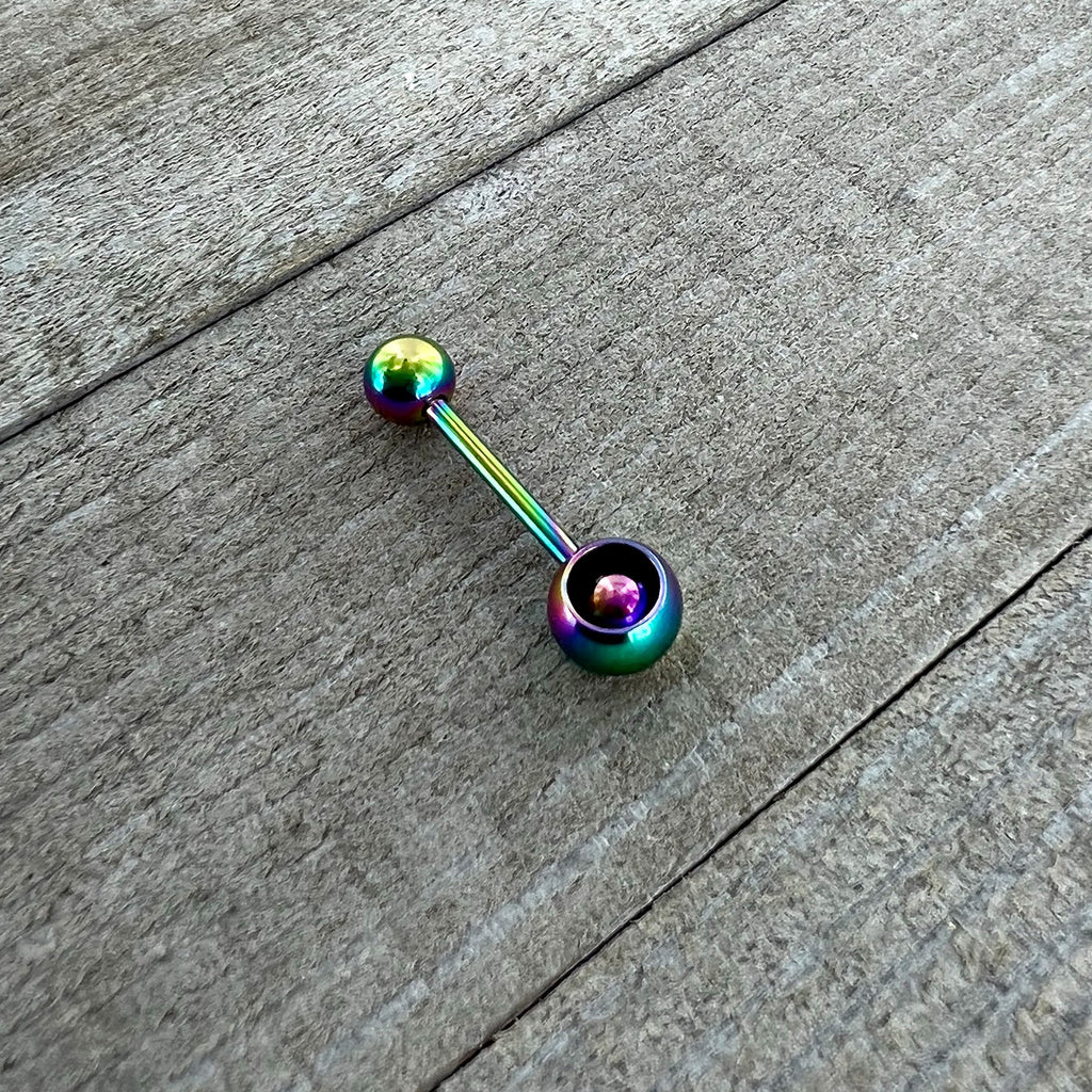 Rainbow Titanium Orbital Barbell Tongue Ring