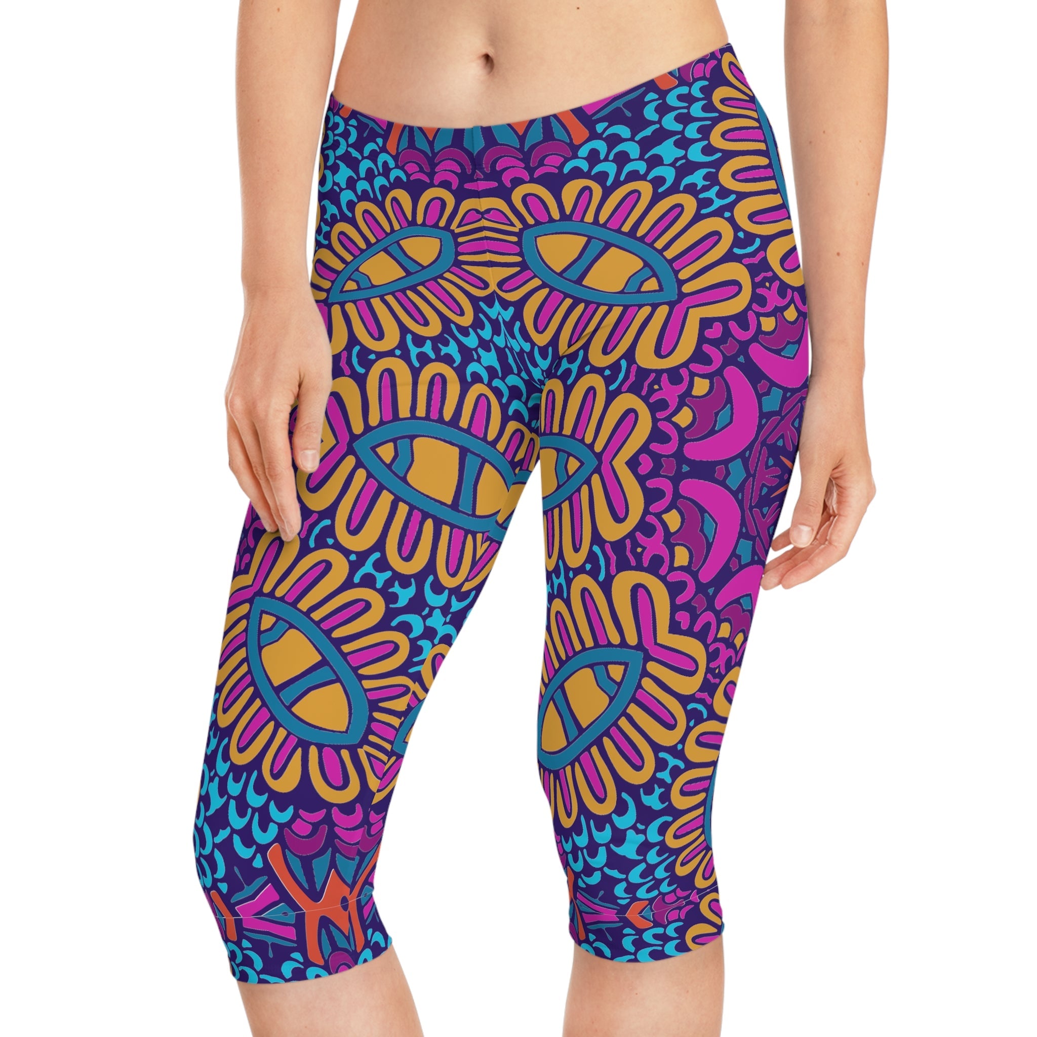 Colorful Boho Bliss Capri Leggings Women's Capri Leggings (AOP)