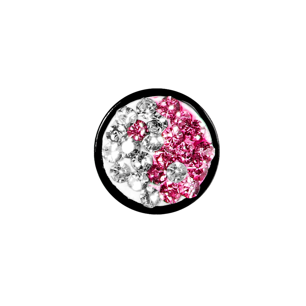 4G Pink Crystal Ferido Yin Yang Acrylic Screw Fit Tunnel