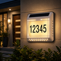 Solar LED Address Sign – Waterproof House Number Plaque, Customizable Numbers & Letters, Auto Dusk-to-Dawn Light, 8.1 x 6.9 Inches