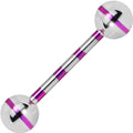 Silver Purple Striped Titanium Barbell Tongue Ring