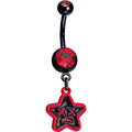 Red Gem Unhappy Face Star Belly Ring