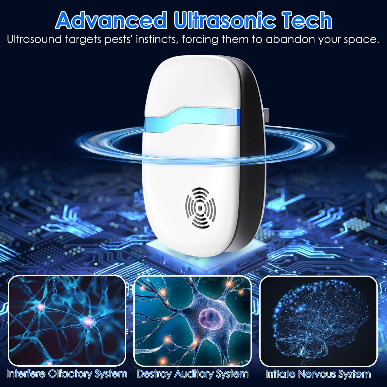 6 Packs Ultrasonic Pest Repellers Electric Plug-In Indoor Pest Control Mouse Repellent Chaser Deterrent Rodent Chaser for Home Kitchen Office Warehous
