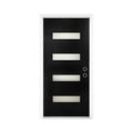 [36X80-Inch] Nuvia Contemporary Frosted Glass Fiberglass Left Inswing Front Door With 6-9/16 White Vinyl Frame (SAK78420)