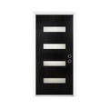 [36X80-Inch] Nuvia Modern Black Left Inswing Fiberglass Entry Door With 4-9/16 White Vinyl Frame (SAK52910)