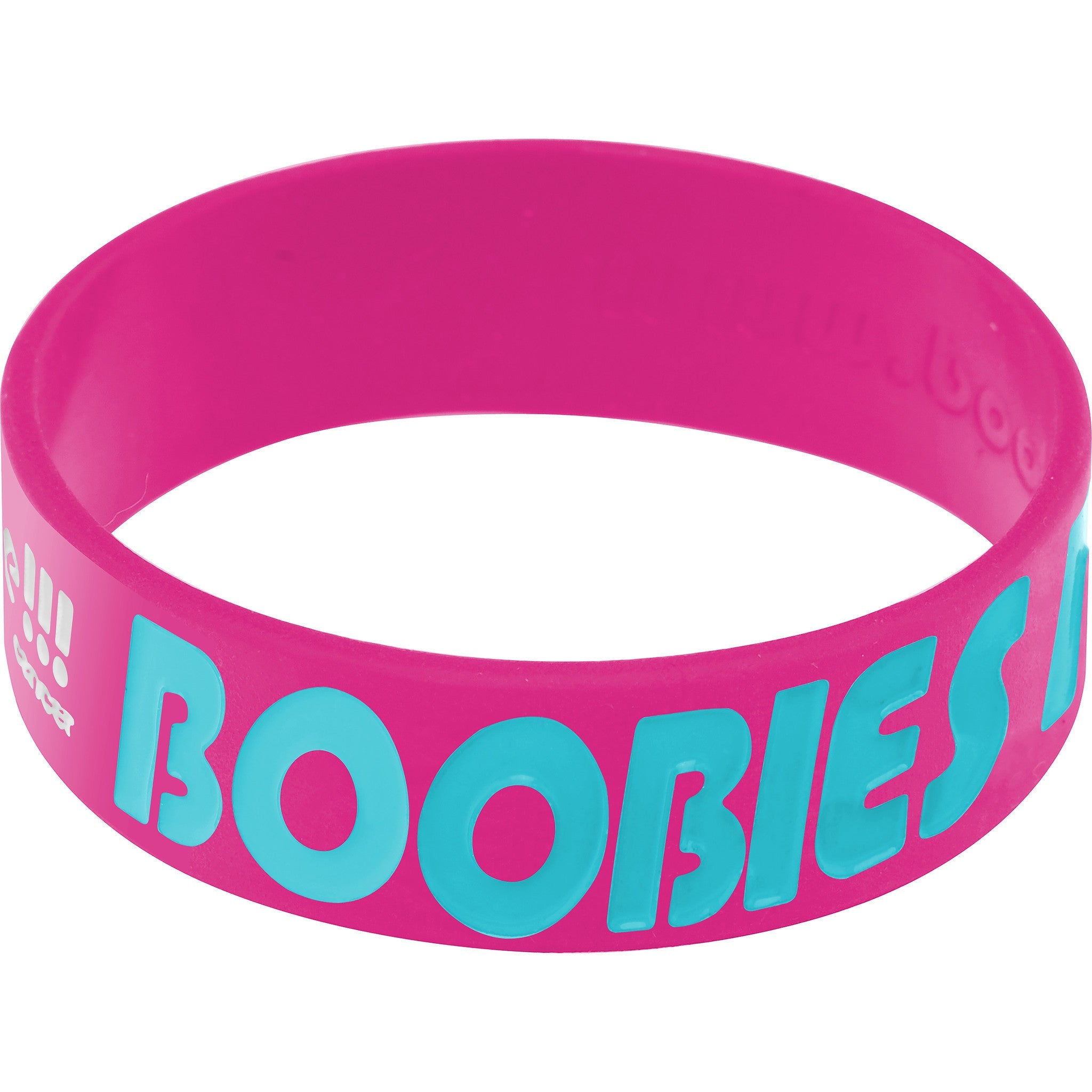 Pink Aqua Boobies Rock Breast Cancer Bracelet