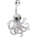 Aurora Gem Encrusted Floating Octopus Belly Button Ring
