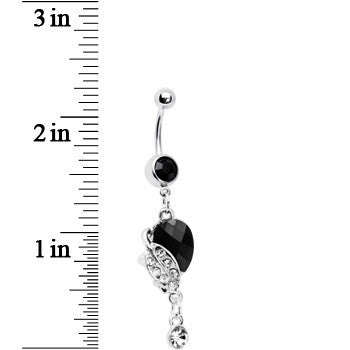 Dark Nature Lovely Leaves Crystal Drop Belly Ring