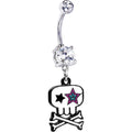 Starry Eyed Skull and Crossbones Belly Ring