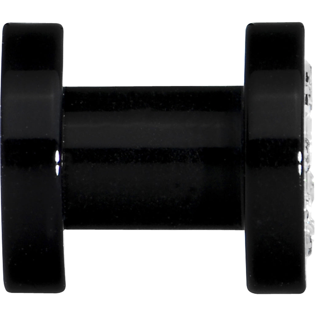 4G Black Acrylic with Clear Jeweled Flesh Tunnel