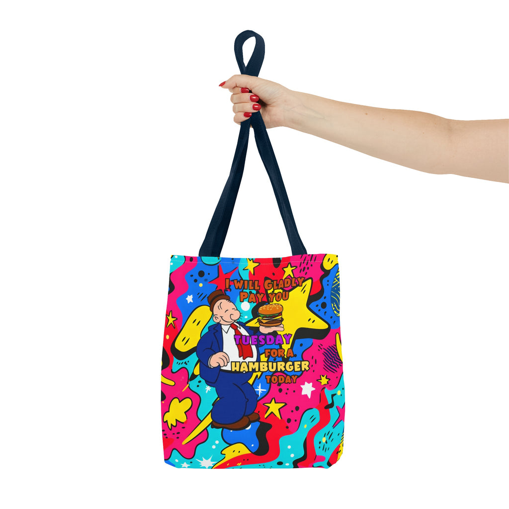 Abstract Comic Pop  AOP Tote Bag featuring Wimpy and his beloved hamburger