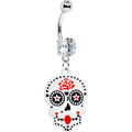 Rose Flower Petals Sugar Skull Belly Ring