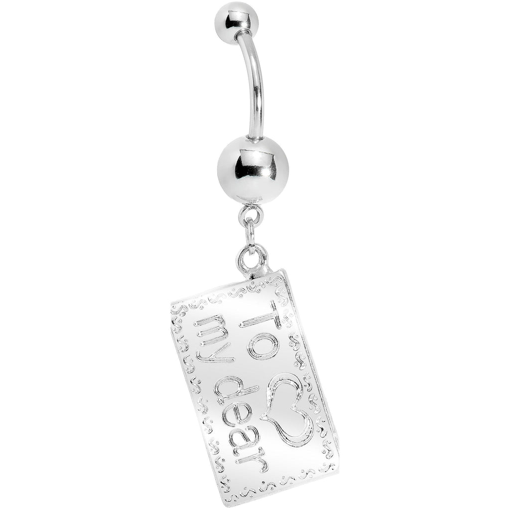 Fuchsia Gem Love Letter Dangle Belly Ring