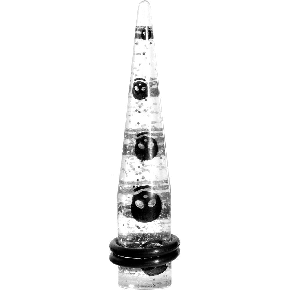 00G Clear Acrylic Glitter Black Skull Confetti Taper
