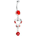 Ruby Red Gem Victorian Heart Dangle Belly Ring