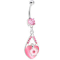 Pink Gem Heart Flower Belly Ring