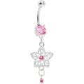Pink Gem Bella Flora Exotic Flower Belly Ring