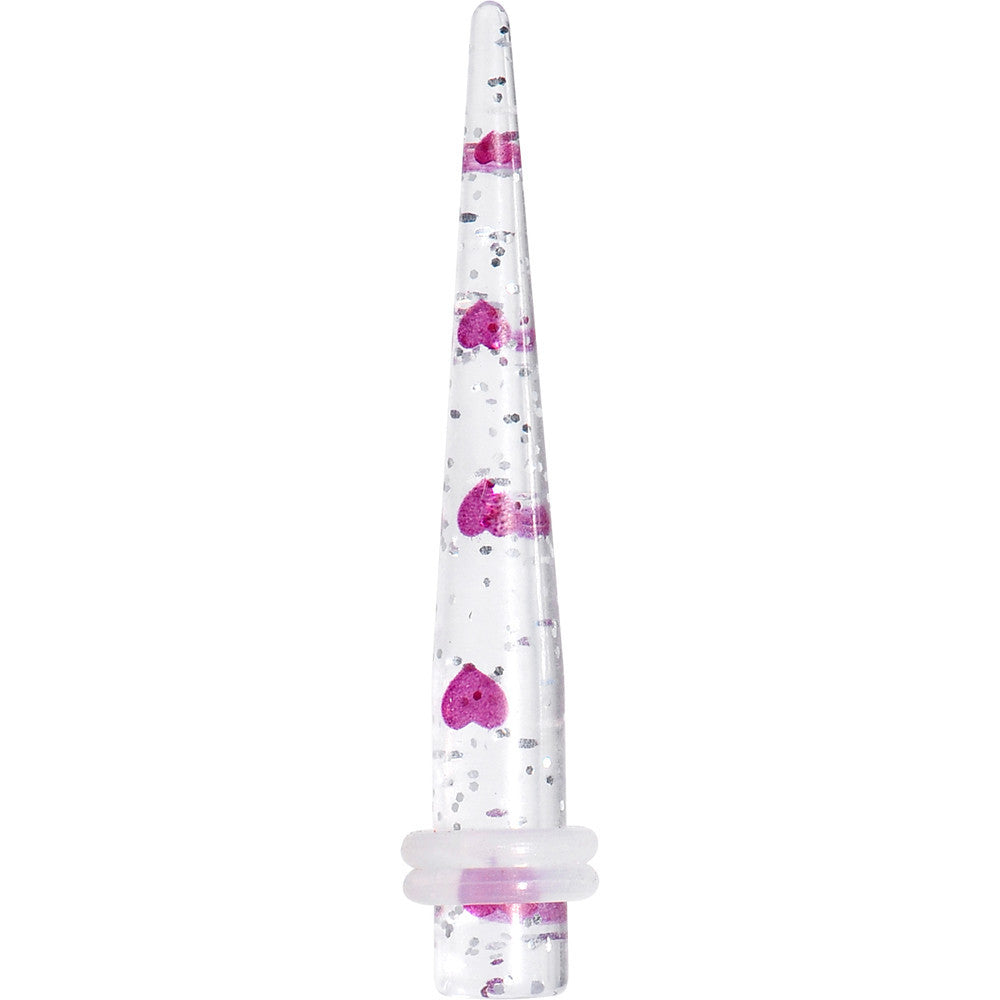 2G Clear Acrylic Glitter Purple Heart Confetti Taper