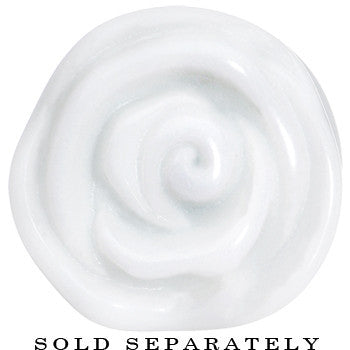 9/16 White Rose Flower Acrylic Saddle Plug