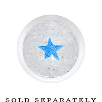 5/8 Clear Acrylic Glitter Blue Star Confetti Taper