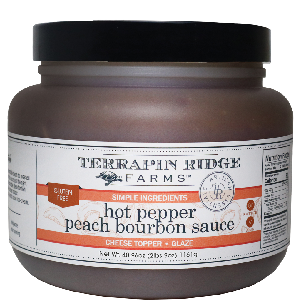 Hot Pepper Peach Bourbon Sauce - Quart
