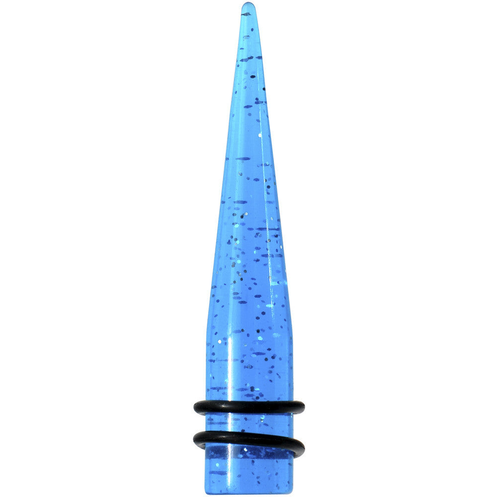 1/2 Blue Acrylic Silver Glitter Taper