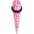 1/2 White Acrylic Pink Heart Logo Taper