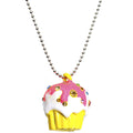Pink Frosted Gem Cupcake Necklace