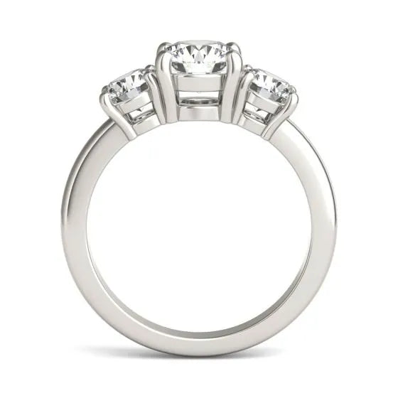 3 CTW AGI Certified Lab Grown Diamond (G-VS) Three Stone Engagement Ring in of 14K Gold