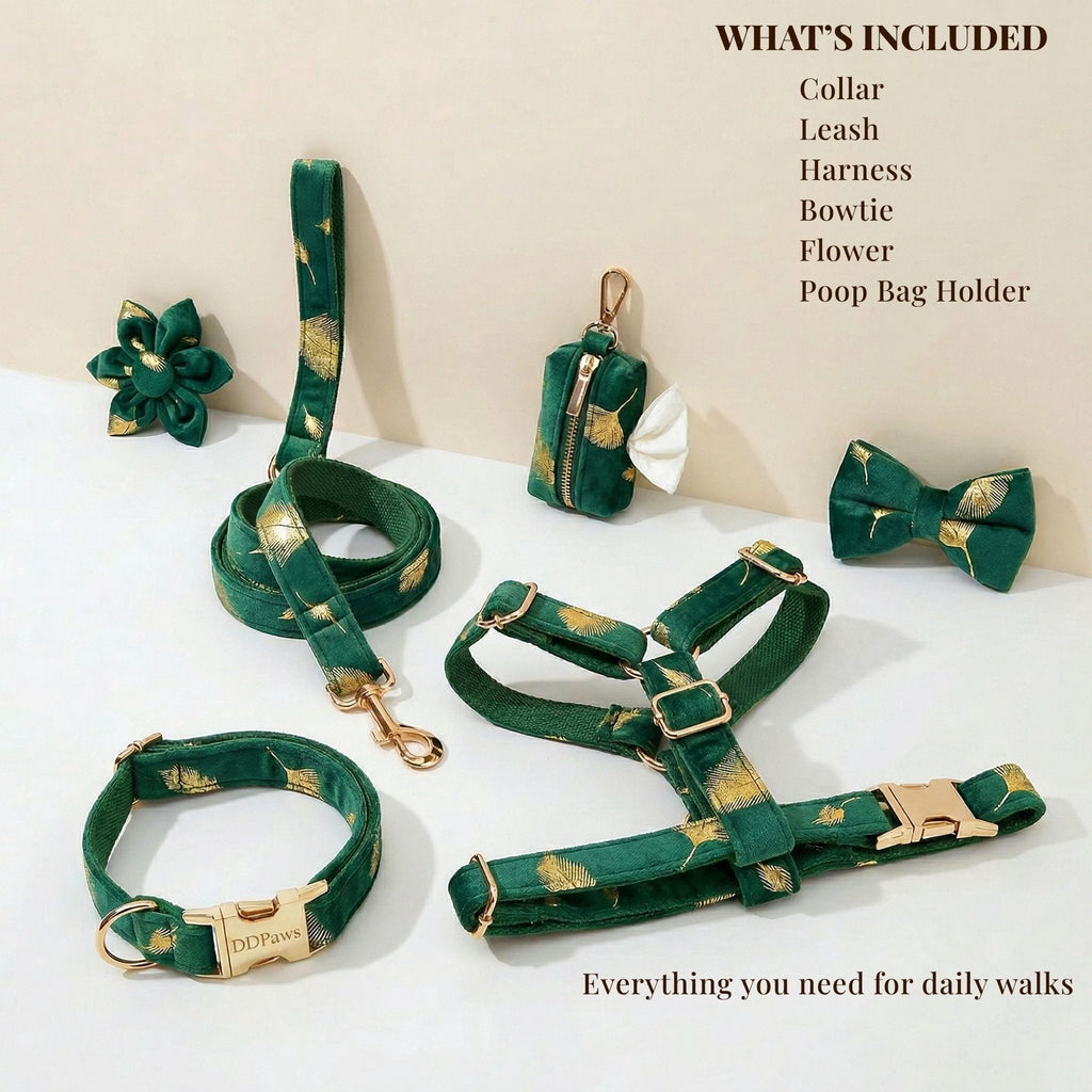 Green Feather Velvet Set