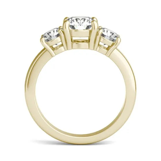 3 CTW AGI Certified Lab Grown Diamond (G-VS) Three Stone Engagement Ring in of 14K Gold
