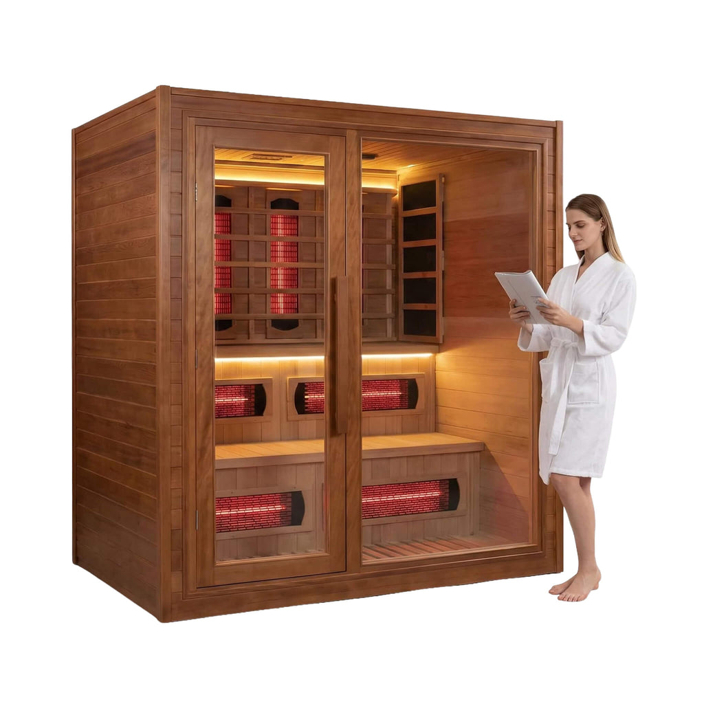 Rövia Elvaria 4-Person Indoor Canadian Red Cedar Infrared And Steam Sauna With 6KW Harvia Heater [Made-To-Order] (SAK93528)