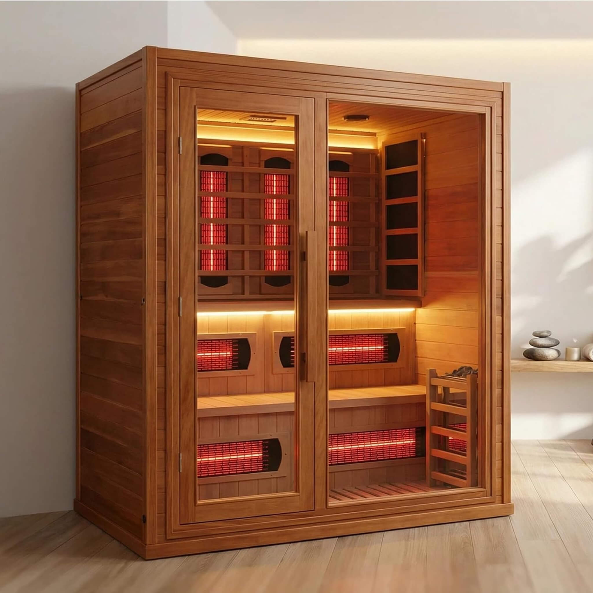 Rövia Elvaria 4-Person Indoor Canadian Red Cedar Infrared And Steam Sauna With 6KW Harvia Heater [Made-To-Order] (SAK93528)