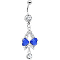 Clear Gem Heartfelt Blue Bow Drop Belly Ring