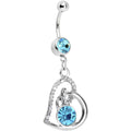 Aqua Gem Heart Loop Solitaire Belly Ring