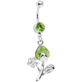 Peridot Gem Tulip Flower Belly Ring