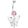 Passion Pink Gem Encompass Butterfly Belly Ring