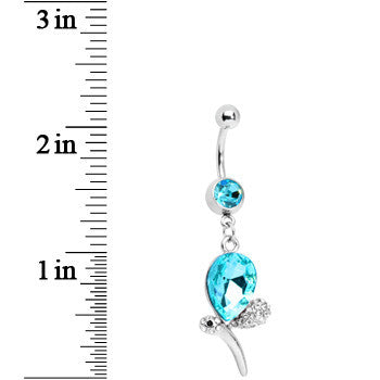 Aqua Gem Teardrop Dragonfly Belly Ring