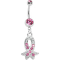 Pink Gem Breast Cancer Awareness Ribbon Belly Ring