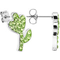Green Ferido Crystal Flower Stud Earrings