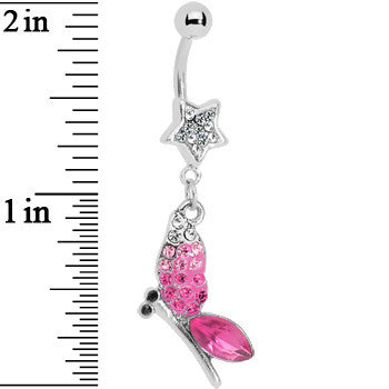 Pink Gem Dragonfly Belly Ring