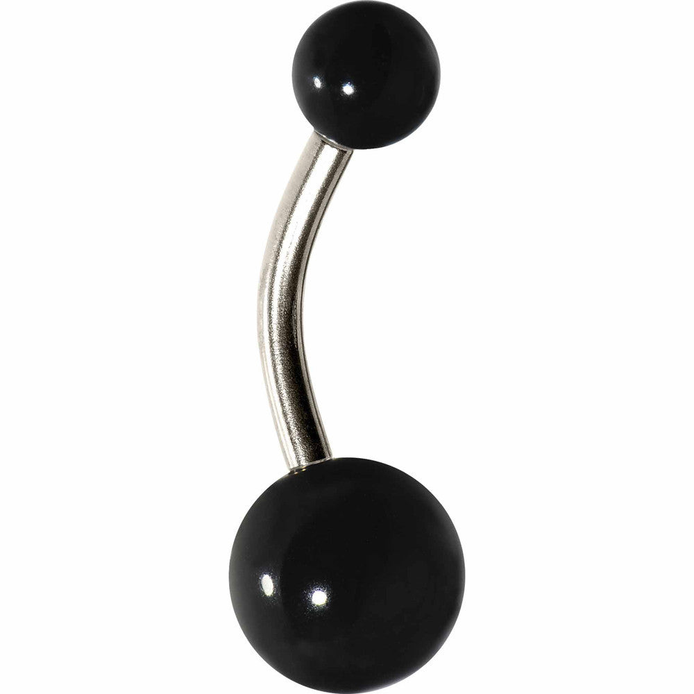 Grade 23 Solid Titanium Flat Black Acrylic Belly Ring