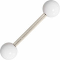 Grade 23 Solid Titanium Flat White Acrylic Barbell Tongue Ring