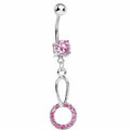 Pink Gem Paved Circular Loop Belly Ring