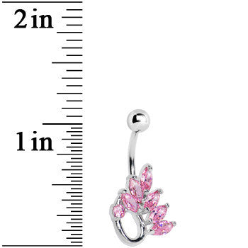 Pink Gem Floral Loop Belly Ring