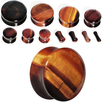 4G Red Tiger Eye Natural Stone Plug