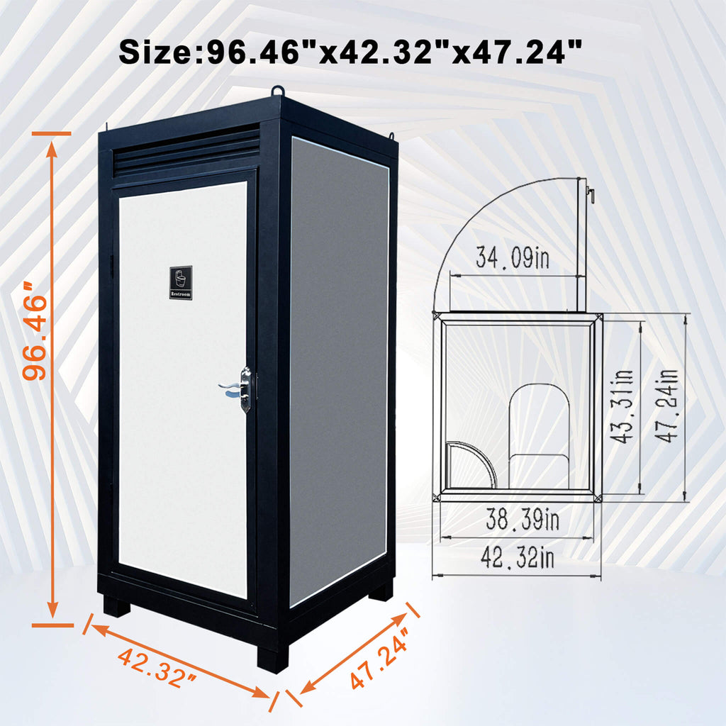 42-Inch One-Person Portable Outdoor Toilet Cabin With Light, Sink And Vent Fan (SAK45672)